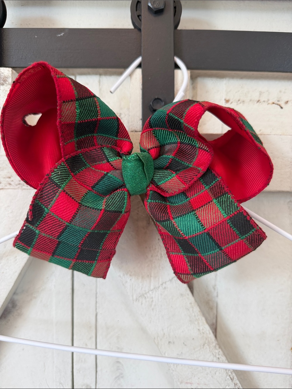 Red & Green Check Bow with clip